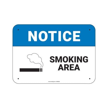 Pig PIG Notice Smoking Area Sign 14" x 10" Plastic 14" L x 10" H SGN2024-10X14-PLS